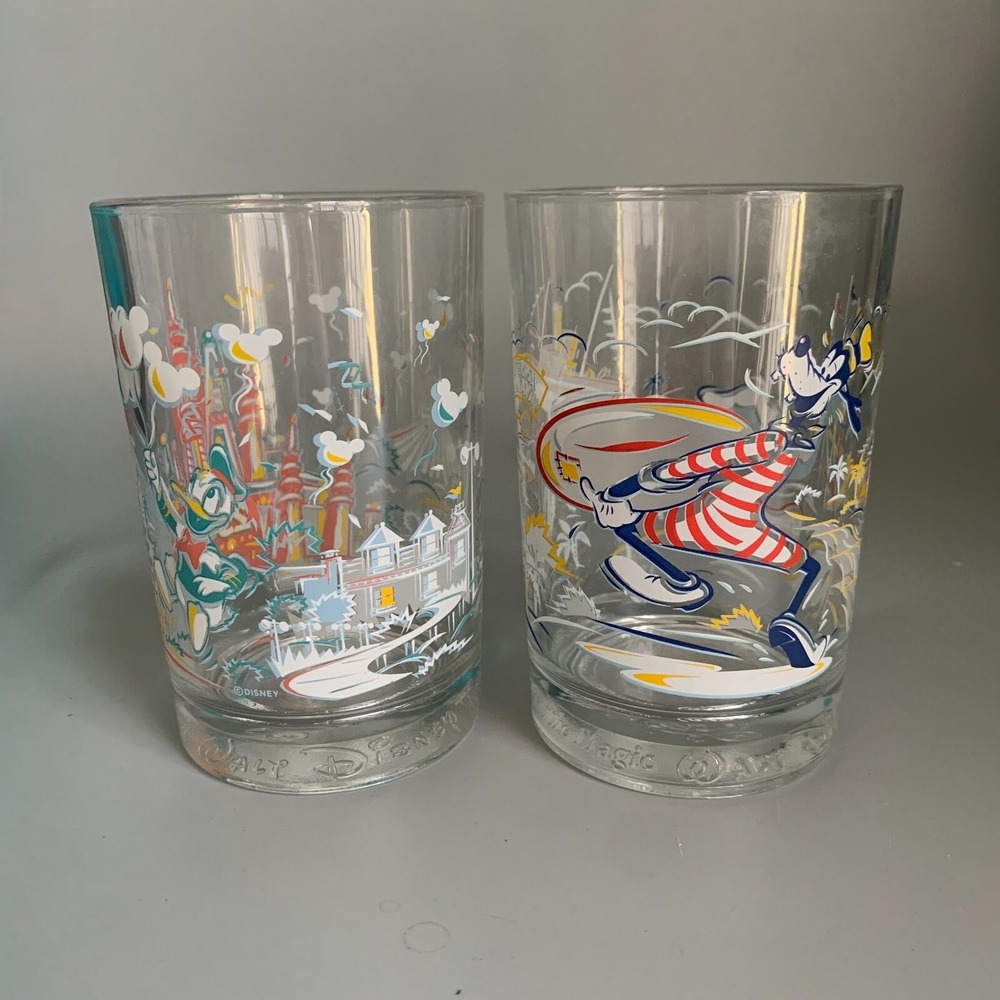 Vintage Disney World 25th Anniversary Glasses Remember The Magic Set of 2 1996